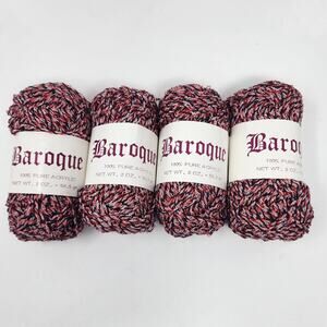 4 Skeins Vintage Baroque Yarn Variegated Color Red Pink Black 56 g Each Acrylic